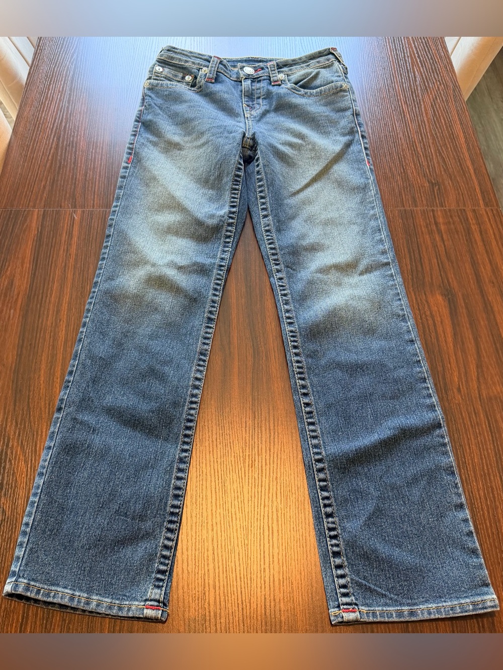 True Religion Girls Blue Straight Leg Medium Wash Stretch Denim Jeans Size 12